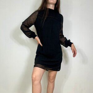 *Devoted Black Long Sheer Sleeve Mini Dress Lace